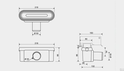 Module de drainage avec sortie horizontale 50 mm avec siphon amovible