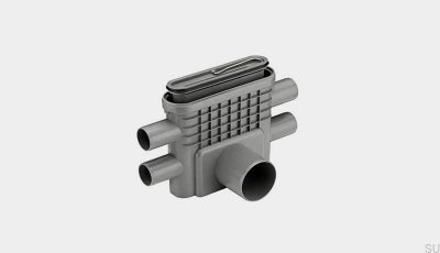 Module de drainage avec sortie horizontale 75 mm avec siphon amovible et quatre raccords latéraux