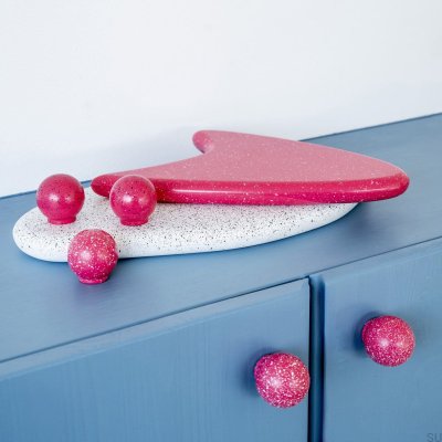 Bouton de meuble en bois Ren Melange Deep Pink & White 35, hêtre