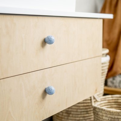 Bouton de meuble Ren Melange Bleu clair et blanc 35 Bois de hêtre