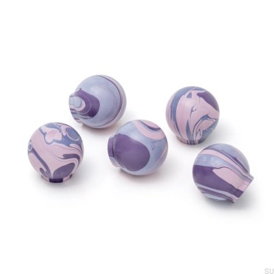 Bouton de meuble Ren Purple Rain 35 en bois de hêtre