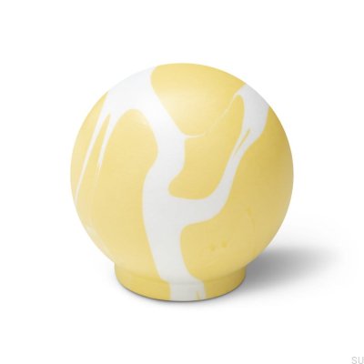 Bouton de meuble Ren Blanc Jaune 35 Bois Hêtre