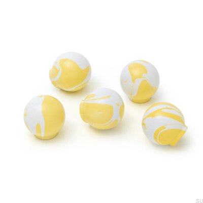Bouton de meuble Ren Blanc Jaune 35 Bois Hêtre