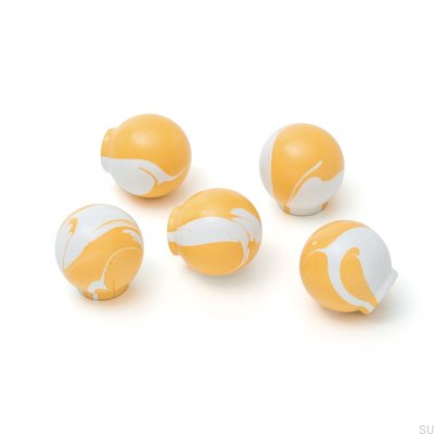Bouton de meuble Ren Blanc Orange 35 Bois Hêtre
