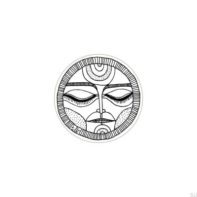 Bouton de meuble Faces Black&White 40 Bois émaillé blanc (motif A)