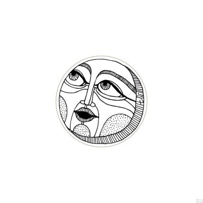 Bouton de meuble Faces Black&White 40 Bois émaillé blanc (motif B)