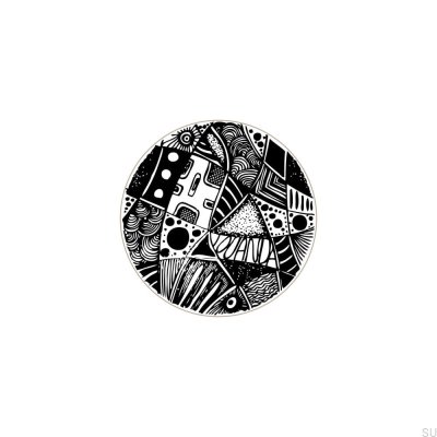 Bouton de meuble Kosmosy Black&White 40 en bois émaillé blanc (motif B)