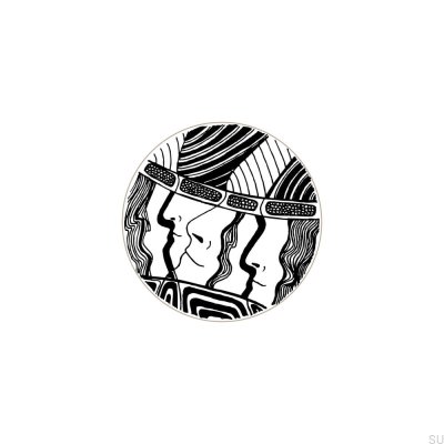 Bouton de meuble Kosmosy Black&White 40 en bois émaillé blanc (motif C)