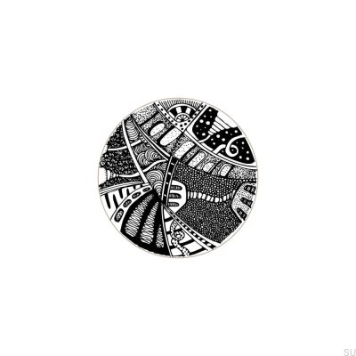 Bouton de meuble Kosmosy Black&White 40 en bois émaillé blanc (motif D)