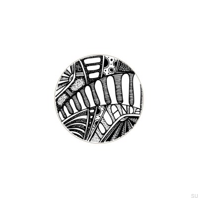 Bouton de meuble Kosmosy Black&White 40 en bois émaillé blanc (motif F)