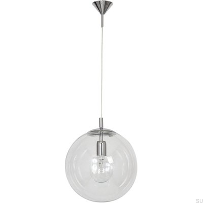 Suspension Globe en métal argenté chromé