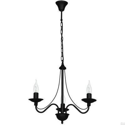 Lustre Rose 3 Métal Noir