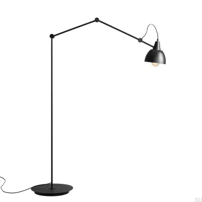Lampadaire Aida en métal noir (centre de l'abat-jour doré)