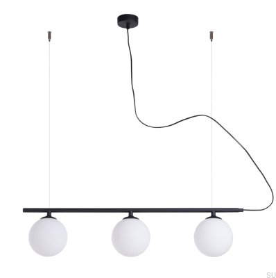 Suspension Beryl Glass 3 Métal Noir