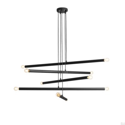 Lampe suspendue Tubo 10 en métal noir