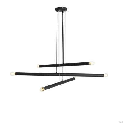 Lampe suspendue Tubo 6 en métal noir
