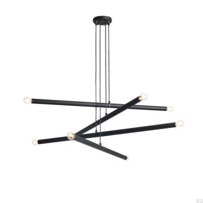 Lampe suspendue Tubo 8 en métal noir
