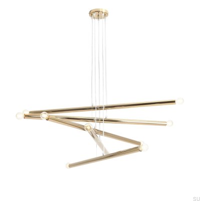 Lampe suspendue Tubo 10 en métal doré