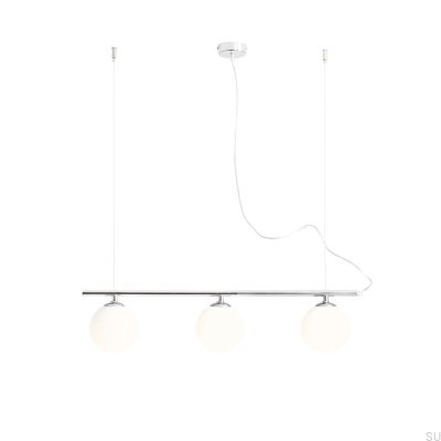 Suspension Beryl Glass 3 Métal Argent Chrome