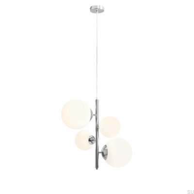 Suspension Bloom 4 en métal argenté chromé