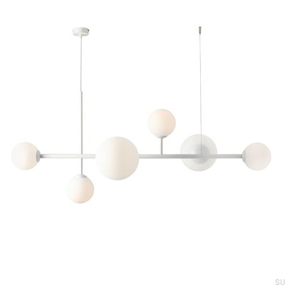 Lampe suspendue Dione 6 en métal blanc