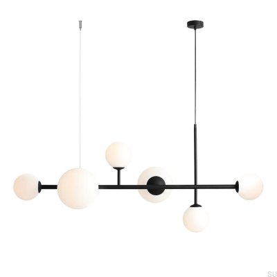Lampe suspendue Dione 6 en métal noir