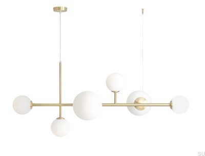 Lampe suspendue Dione 6 en laiton brossé