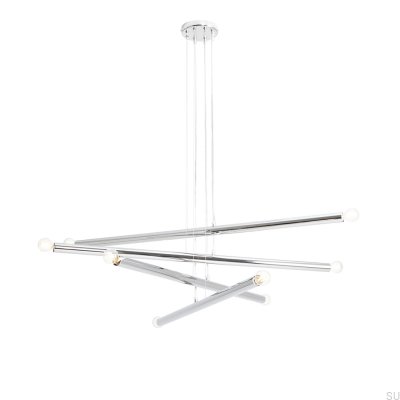 Lampe suspendue Tubo 8 en métal argenté chromé