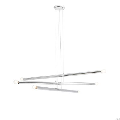 Lampe suspendue Tubo 6 en métal argenté chromé