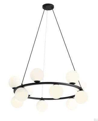 Suspension Krone 12 en métal noir