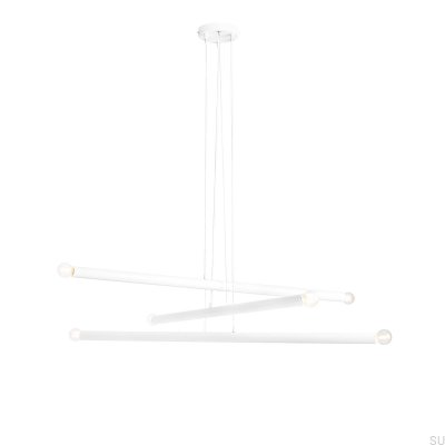 Lampe suspendue Tubo 6 en métal blanc