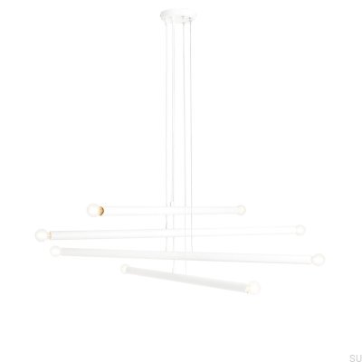 Lampe suspendue Tubo 8 en métal blanc