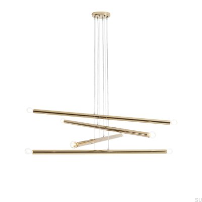 Lampe suspendue Tubo 8 en métal doré