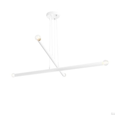 Lampe suspendue Tubo 4 en métal blanc