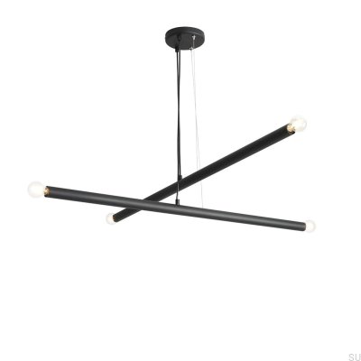 Lampe suspendue Tubo 4 en métal noir
