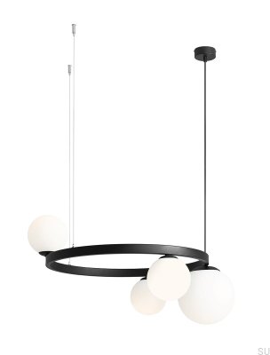 Lampe suspendue Garda à 4 anneaux en métal noir