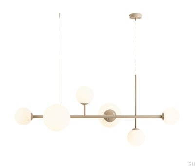 Lampe suspendue Dione 6 en métal beige