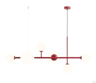 Lampe suspendue Dione 6 en métal bordeaux