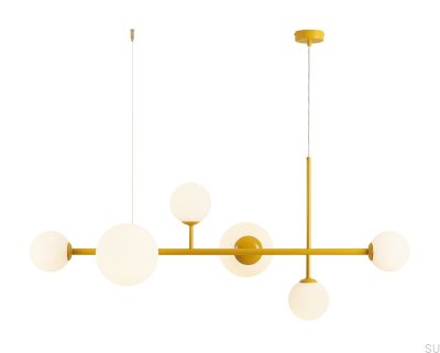 Lampe suspendue Dione 6 en métal moutarde