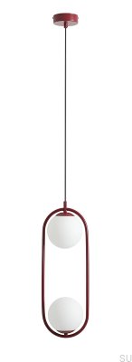 Lampe suspendue Riva 2 en métal bordeaux