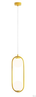 Lampe suspendue Riva 2 en métal moutarde