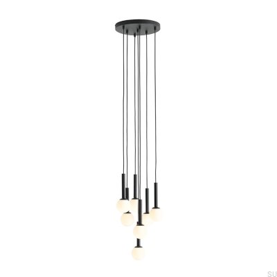Lampe suspendue Riu 7 Ring en métal noir
