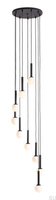 Lampe suspendue Riu 9 Ring en métal noir