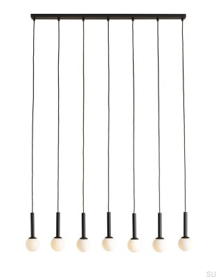 Lampe suspendue Riu 7 en métal noir