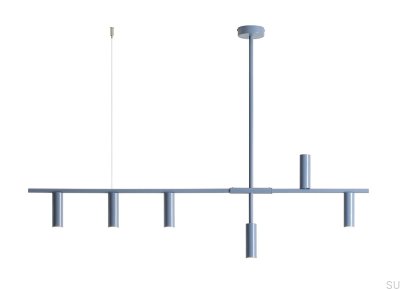Lampe suspendue Trevo 6 en métal bleu