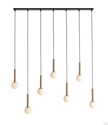 Lampe suspendue Riu 7 en laiton et noir