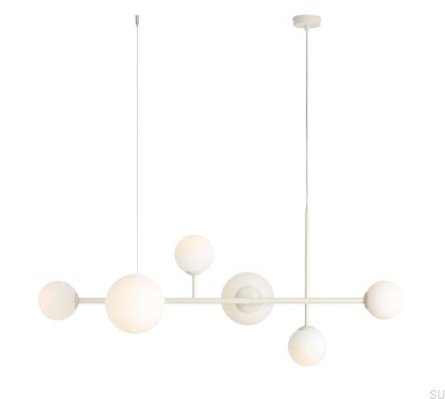 Lampe suspendue Dione 6 en métal crème