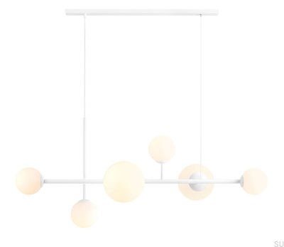 Suspension Dione 6 bande métallique blanche