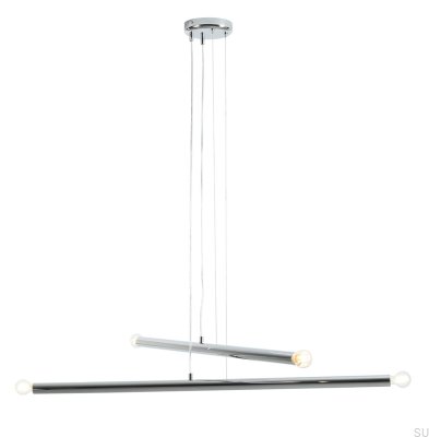 Lampe suspendue Tubo 4 en métal argenté chromé