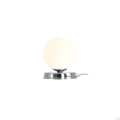 Lampe de bureau Ball S en métal argenté chromé
